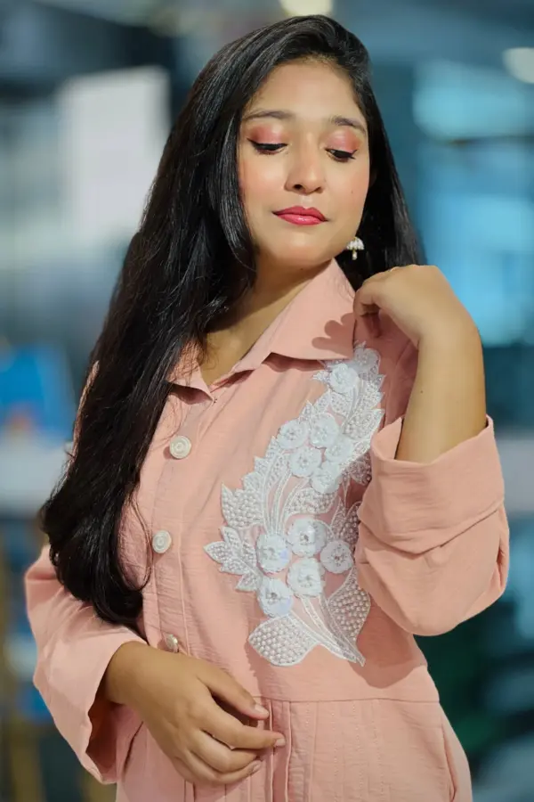 peach colour cy micro fabric co ord set