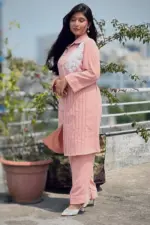 peach colour cy micro fabric co ord set