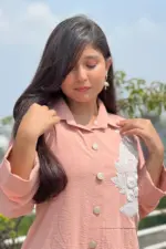 peach colour cy micro fabric co ord set