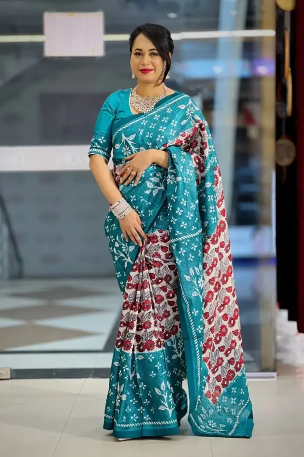 tussar dye saree with piping