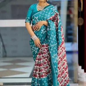 tussar dye saree with piping