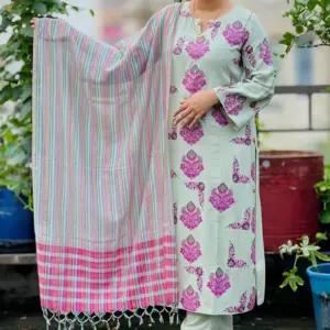 light dusty mint viscose jacquard screen printed salwar suit