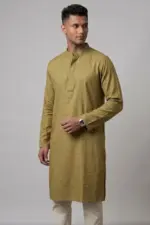 olive color jacquard cotton panjabi