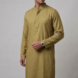 olive color jacquard cotton panjabi