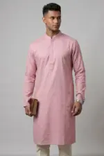 mauve pink color jacquard cotton panjabi