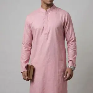 mauve pink color jacquard cotton panjabi