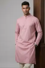 mauve pink color jacquard cotton panjabi
