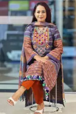 multi colord tat hand embroidered salwar suit