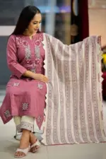 mauve pink color jacquard cotton salwar suit