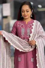 mauve pink color jacquard cotton salwar suit