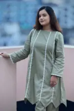 olive color jacquard cotton co ords set