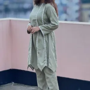 olive color jacquard cotton co ords set