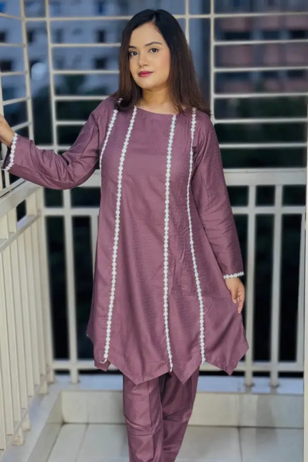 onion color jacquard cotton co ords set