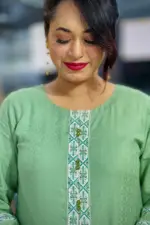 mint colour viscose & jacquard screen printed co ords set