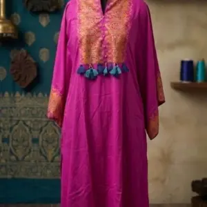 purple viscose screen printed kaftan