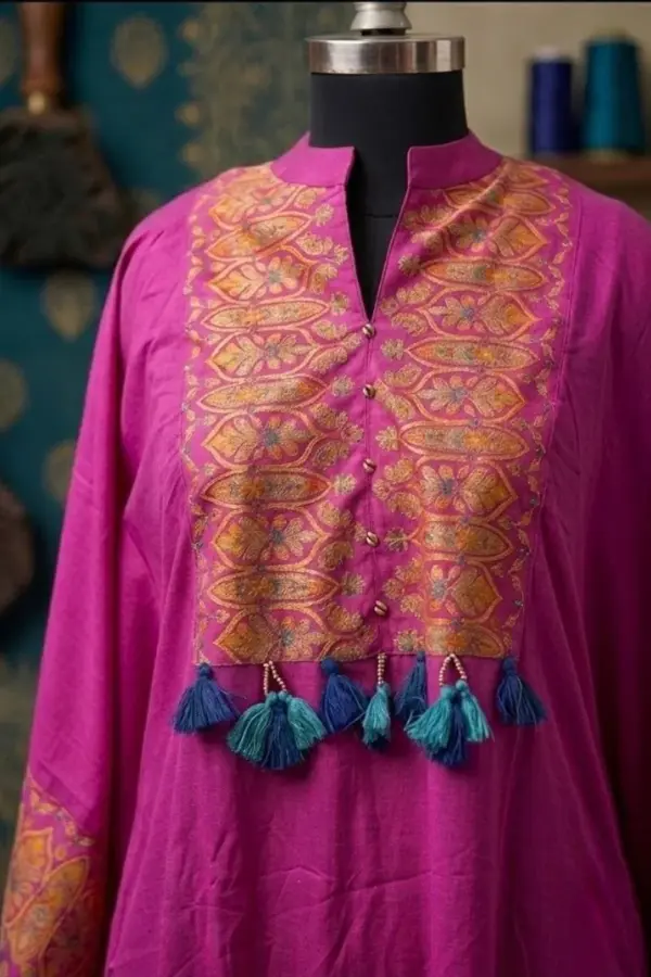 purple viscose screen printed kaftan
