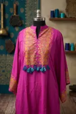 purple viscose screen printed kaftan