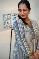 multi colour screen printed jacquard cotton kurti