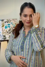 multi colour screen printed jacquard cotton kurti