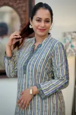 multi colour screen printed jacquard cotton kurti