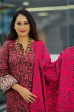 coffee colour viscose screen printed salwar suit