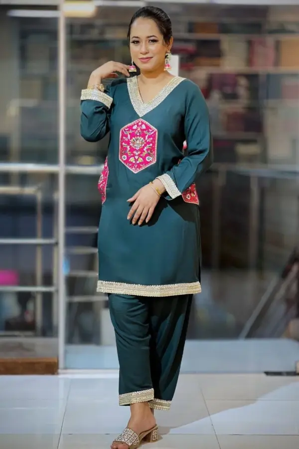 dark bottle colour fancy viscose co ords set