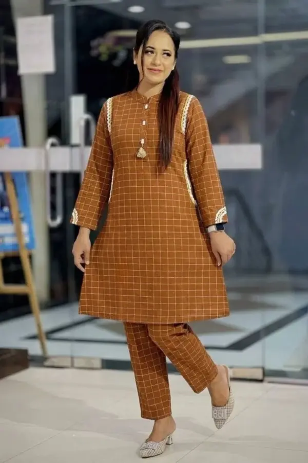 burnsianna color fancy chack printed co ords set