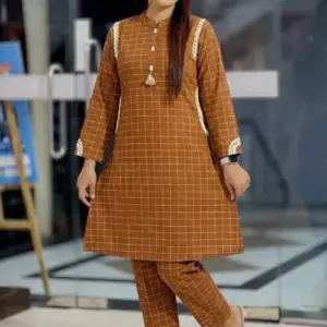 burnsianna color fancy chack printed co ords set