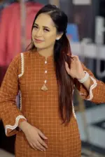 burnsianna color fancy chack printed co ords set
