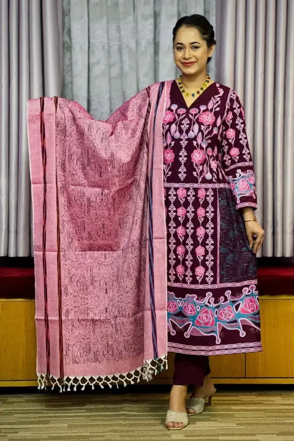 maroon jaam viscose screen printed salwar suit