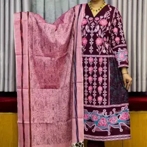 maroon jaam viscose screen printed salwar suit
