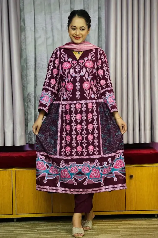 maroon jaam viscose screen printed salwar suit