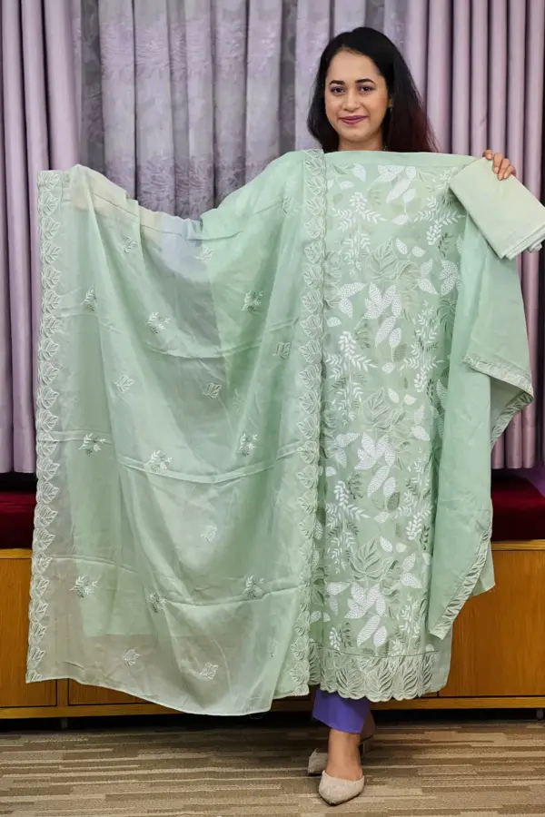 spring cotton machine embroidered & sequence salwar suit – 9