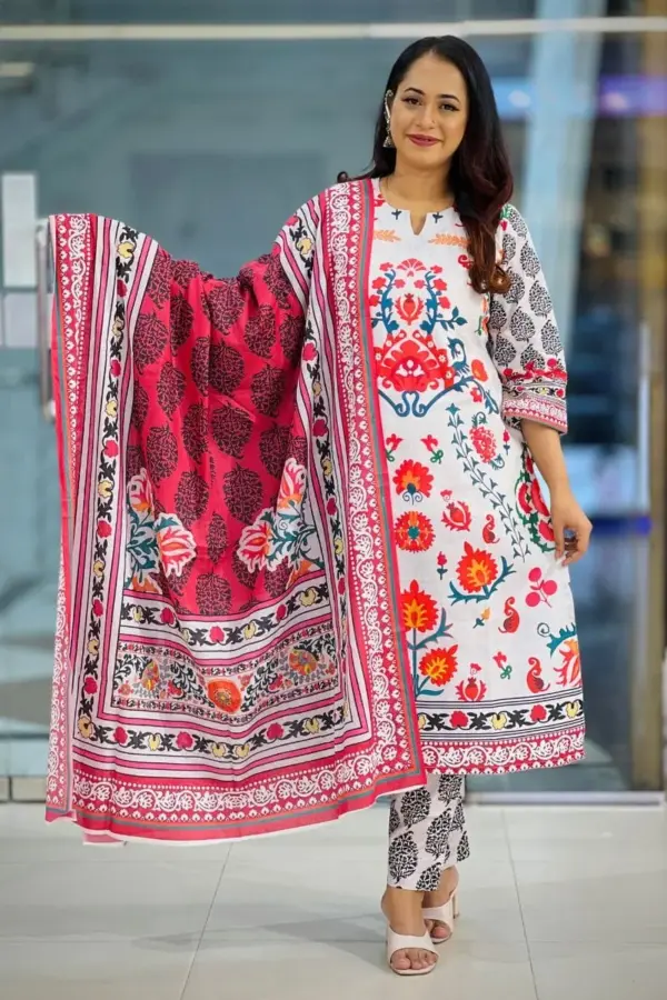 spring cotton chickenkari salwar suit