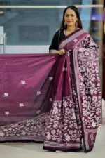blended silk hand embroidered saree 1