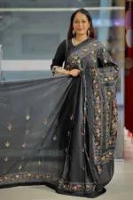 blended silk hand embroidered saree 2