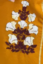 golden oak screen printed & hand embroidered kurti