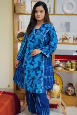 blue fancy slab screen printed co ords set