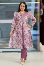 deep purple colour jimmy choo & satin fabric shrug set