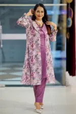 deep purple colour jimmy choo & satin fabric shrug set