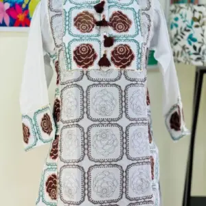 white colour rayon silk screen printed kurti