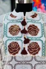 white colour rayon silk screen printed kurti