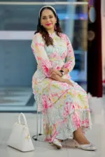white colour swiss cotton printed fabric midi