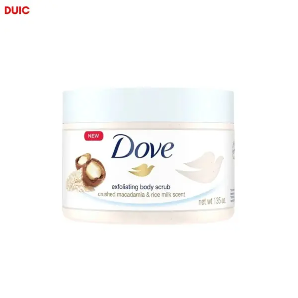 dove exfoliating body scrub crushed macadamia & rice milk scent 225ml