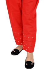 red color cotton fabric machine stitch pant d41