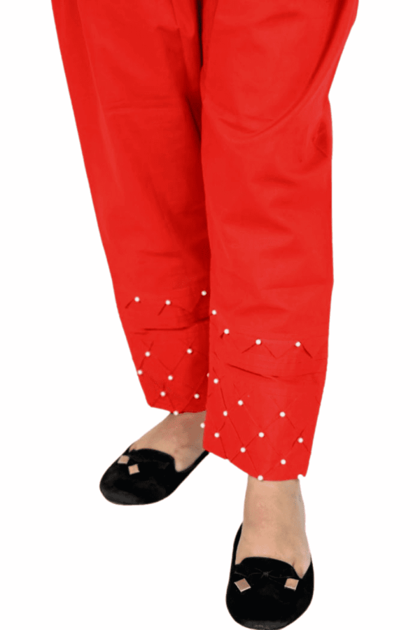 red color cotton fabric machine stitch pant d41