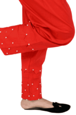 red color cotton fabric machine stitch pant d41